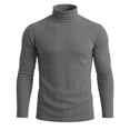 thumbnail image 5 of Men's Stretch Muscle Tshirts Turtleneck Long Sleeve Knit Tees Casual Slim Fit Basic Shirt Tops Business Casual Workwear, 5 of 8