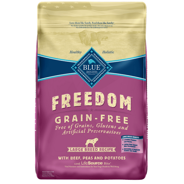 Blue Buffalo Freedom Grain Free Natural Adult Large Breed Dry Dog Food, Beef, 24-lb - Walmart ...