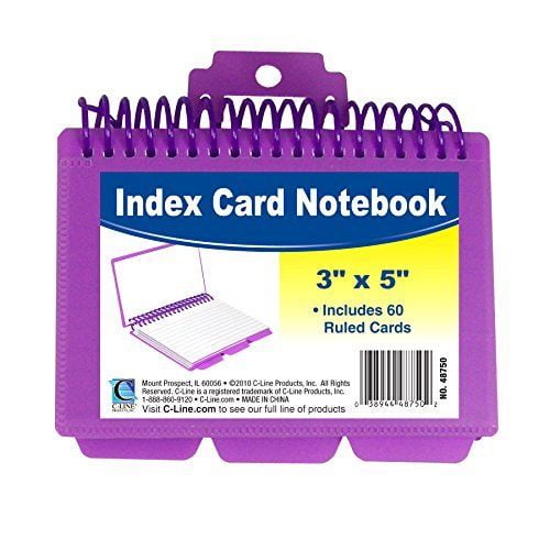 C-Line Spiral Bound Index Card Notebook With Tabbed Dividers 3x5 Assorted 60 for sale online 