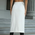 thumbnail image 4 of Irregular Slit Denim High Waist Maxi Skirt, Washed Button Front Denim Long Skirt Stylish A Line Denim Jean (White S), 4 of 8