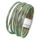 thumbnail image 3 of Pulsera rígida para mujer de cuero sintético PU, duradera, versátil, fácil de usar, multicapa. Verde, 3 of 9