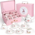 thumbnail image 1 of Juego de té IaoVueby de porcelana para niñas con funda de transporte para teteras, 1 of 7
