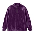 thumbnail image 7 of Qualvora Mens Velour Quarter Zip Pullover, Long Sleeve Stand Collar Sweatshirt with Metal Zipper, Loose Fit Solid Color Top, Fall Winter Party Night Out Wear for Men, 7 of 7