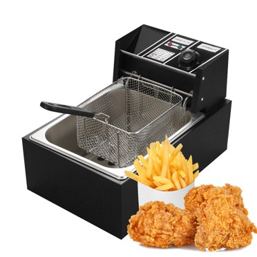 Eccomum Deep Fryer with Basket, 6.4 QT Fish Fryer Deep Fryer Pot w/Removable Oil Filtration Basket, 1.7KW Stainless Steel Automatic Thermostatic for Commercial Home Use