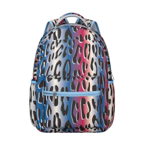 Leopard Print Backpack for School,Cute School Bag,Schoolbag with Adjustable Shoulder Straps & Padded Back,15.3"x11"x7.1".