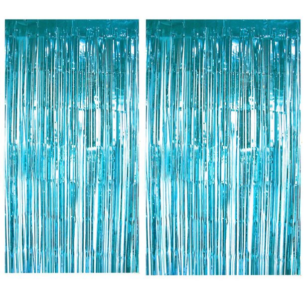 2Pcs Foil Curtains Backdrop Tinsel Backdrop Wedding Birthday Party Stage Decor