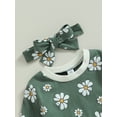 thumbnail image 4 of Infant Baby Girls Fall Clothes Flower Print Long Sleeve Crewneck Tops Pants Bow Headband Set, 4 of 7