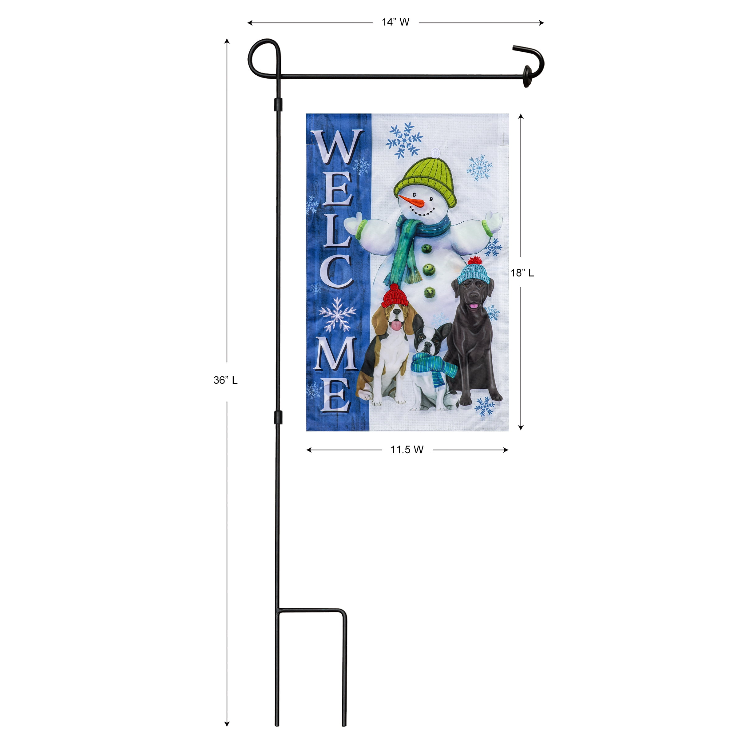 Meadow Creek Holiday 11.5" x 18" Welcome Dogs Outdoor Yard Flag with Stand