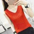 thumbnail image 3 of Cute Tank Tops Women V Neck Tank Tops Women's Plus Size Summer T-Shirts Solid Casual Loose Fitted Tunic Blouses Camisole Shirts New Orange M, 3 of 4