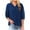 Navy, variant on Summer Plus Size Tops For Women 3/4 Length Sleeve Printing V-Neck Linen Lace Causal Loose Pullover Blouse T-Shirt Women Summer Shirts Under $10 Navy M