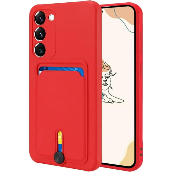 case for Samsung Galaxy S23 Plus Case with Card Holder [Soft Microfiber Lining] Silicone Slim Thin Phone Cases Shockproof Protective Samsung Galaxy S23 Plus 5G Wallet Case Red