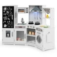 thumbnail image 1 of Gymax Corner Kids Play Kitchen Wooden Pretend Toy Kitchen w/ Realistic Lights White, 1 of 10