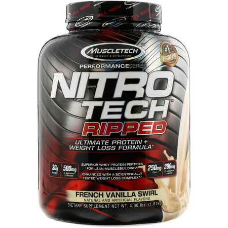 Muscletech  Nitro Tech Ripped  Ultimate Protein   Weight Loss Formula  French Vanilla Swirl  4 lbs  1 81