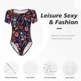 thumbnail image 6 of Easygdp Dancing Skeletons Floral Garden Women's One-Piece Swimsuit Slim Fit Crew Neck Bodysuit Athletic Swimwear with Concealed Buckle - Large, 6 of 9