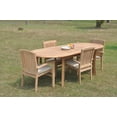 thumbnail image 2 of Grade-A Teak Dining Set: 4 Seater 5 Pc: 94" Oval Table And 4 Wave Stacking Arm Chairs Outdoor Patio WholesaleTeak #51WV2205, 2 of 6