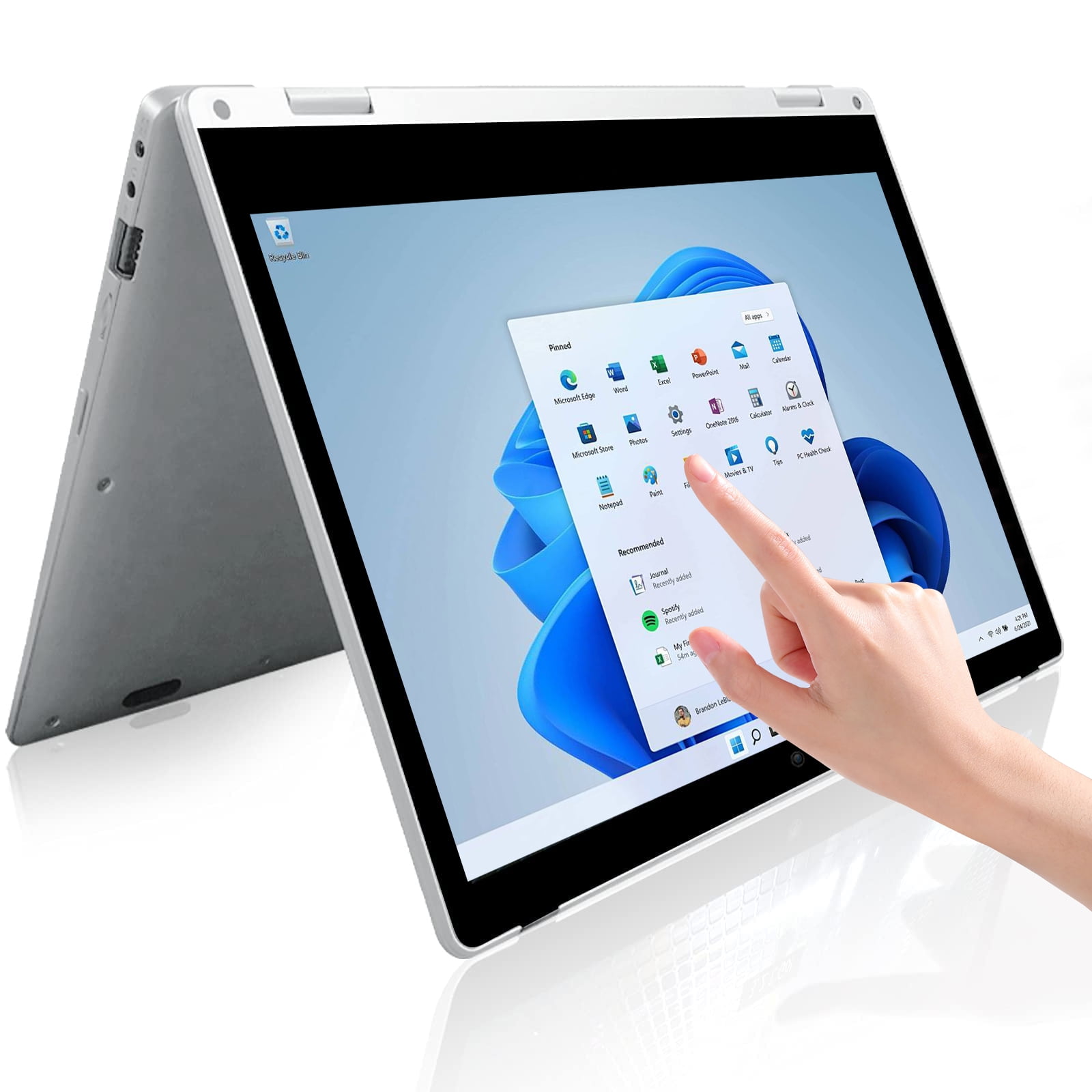 2 in 1 Windows Laptop, 11.6 inch Laptop Computer, 8GB RAM,256GB SSD Storage, 360 Degree Convertible Tablet Intel Processor, Webcam, WiFi, Type-C, Silver