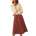 thumbnail image 6 of MODA NOVA Junior's Elastic Waist Zipper Vintage Polka Dots Midi Skirt, 6 of 6