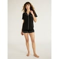 thumbnail image 3 of Joyspun Women's Cotton Blend Notch Collar Top and Shorts Pajama Set, 2-Piece, Sizes S to 4X, 3 of 6