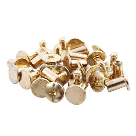 

DTYUIER 15 Pieces 5mmx8mm Brass Plated Binding Chicago Screw for Money Belt