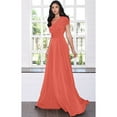 thumbnail image 2 of KOH KOH Long V-Neck Flowy Cap Short Sleeve V-Neck Bridesmaid Wedding Guest Party Formal Summer Sundress Tall Gown Maxi Dress Dresses For Women Coral Pink Peach XXX-Large US 22-24 NT074, 2 of 7