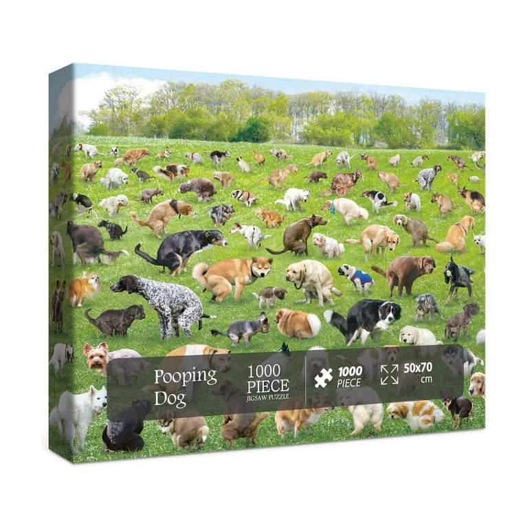 Pooping Dogs 1000 Piece Dog Puzzles for Adults - Funny Gift Dog Poop Gag  Jigs