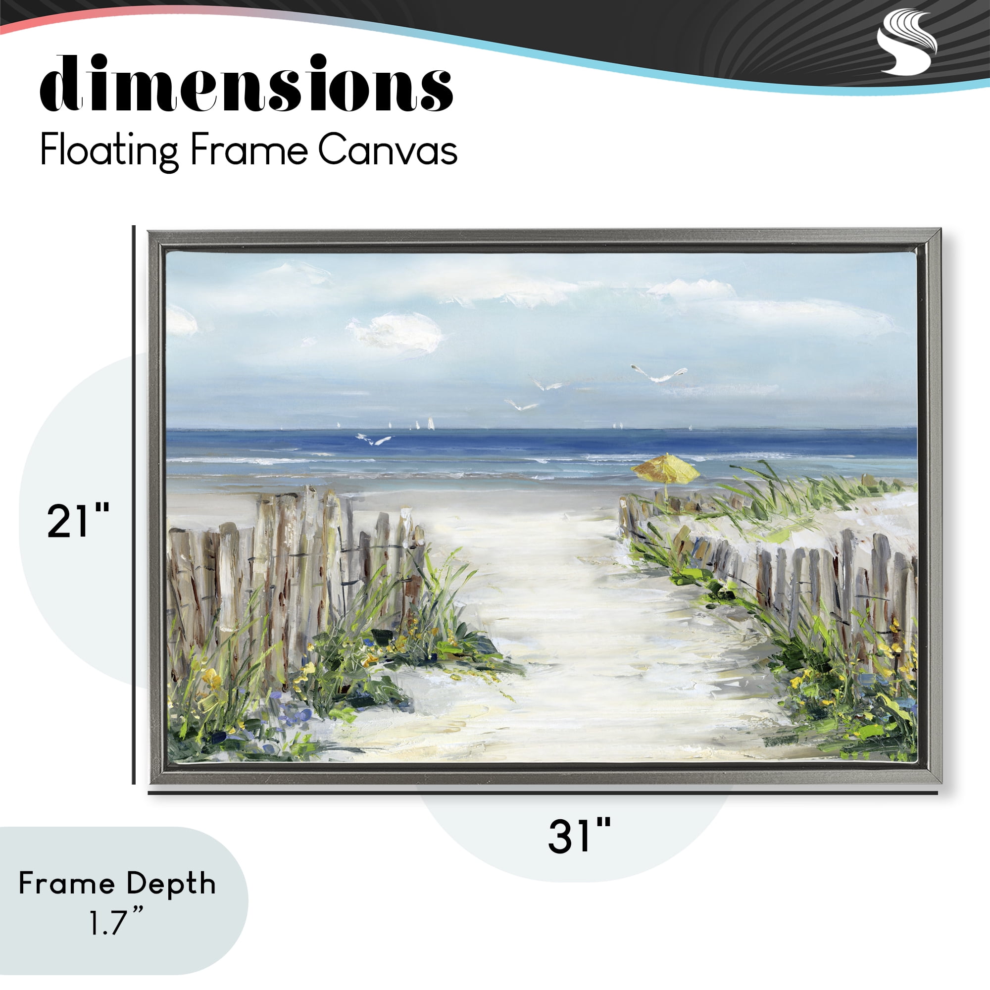 Stupell Industries Sunlit Dune Path To Ocean Gray Framed Floater Canvas Wall Art, design by Sally Swatland