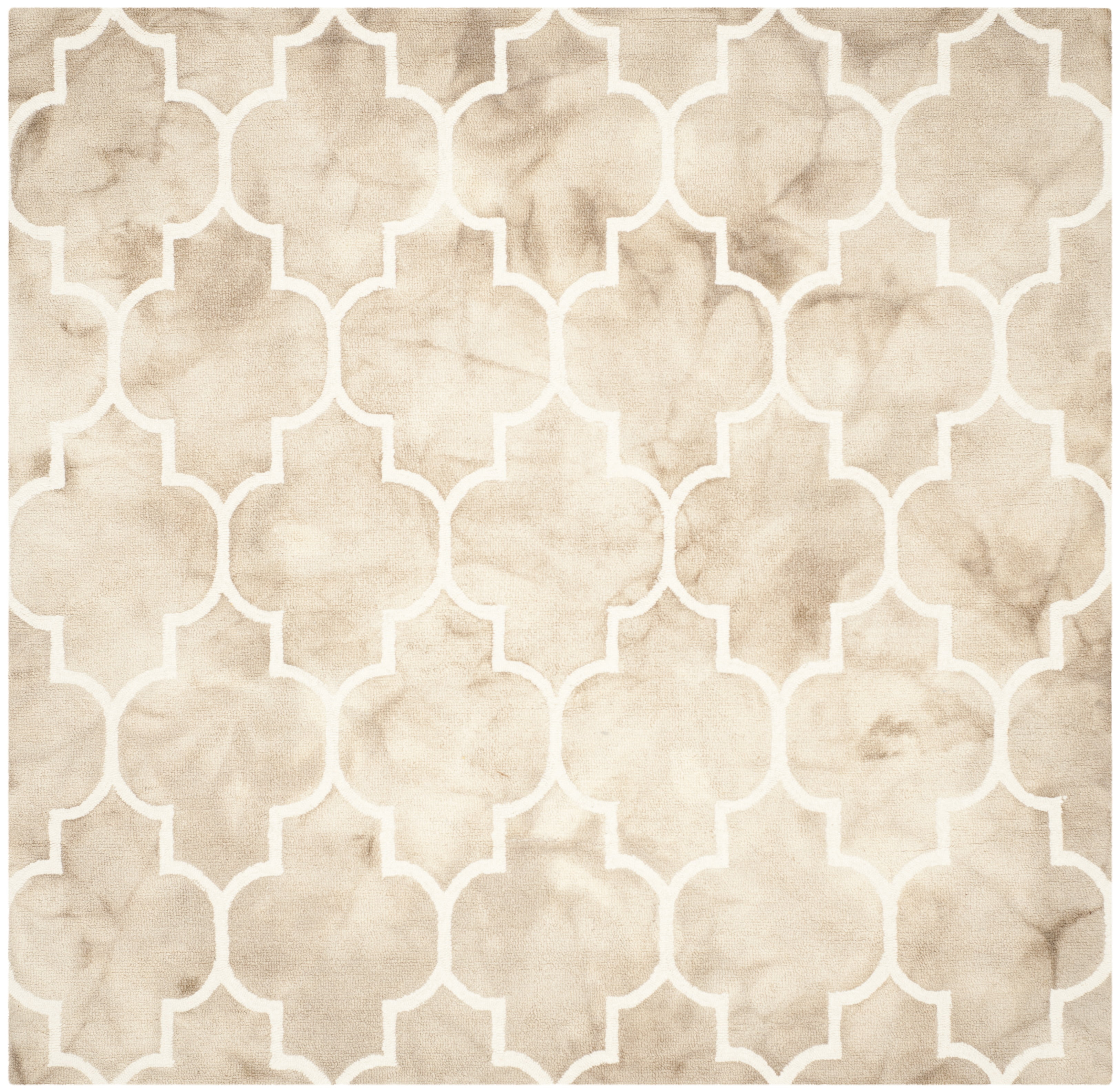 Safavieh Dip Dye Calanthe Geometric Wool Area Rug, Beige/Ivory, 5' x 5' Square