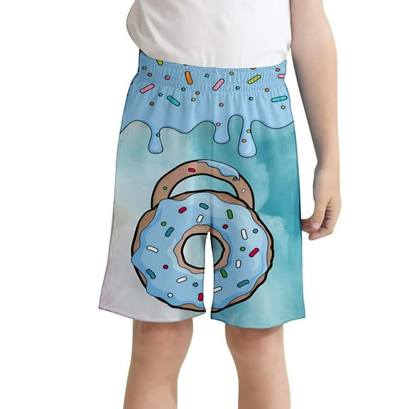 SUYOLL Toddler Boys Baseball Shorts Ice Cream Print Summer Casual Elastic Waist Comfortable Pockets Daily Wear Sports Activitie Quick-Drying Fabric 2-14 Years