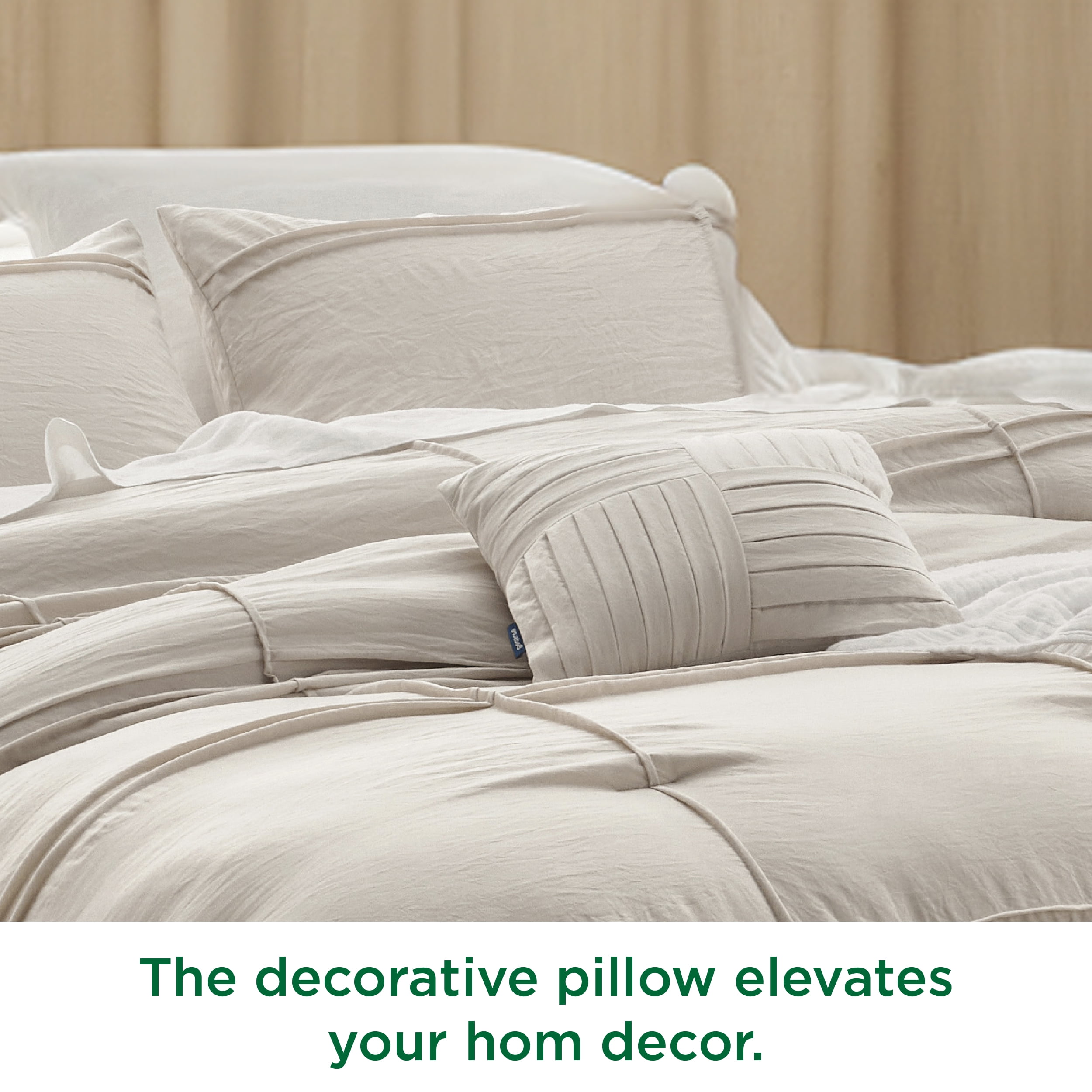 Cozy Comfort Beige Queen Comforter Set - 4 Pieces Grid Pleated Bed Set, Down Alternative Bedding Sets for All Season, 1 Comforter, 2 Pillowcases, 1 Decorative Pillow