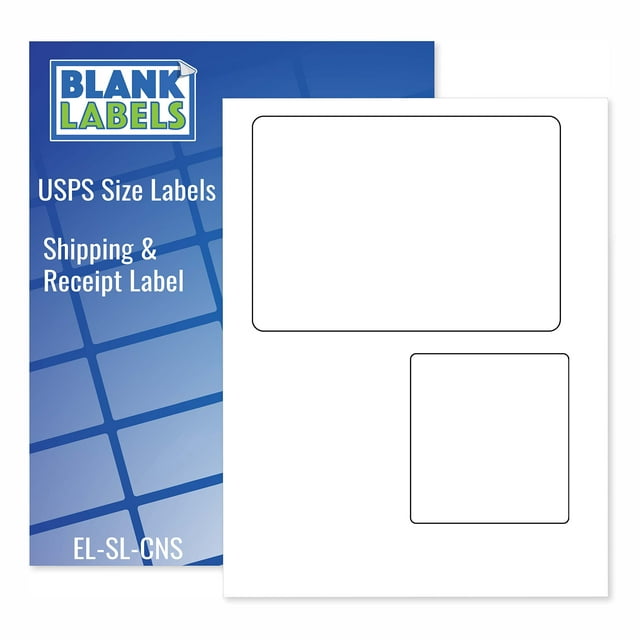 Blank Labels Shipping Labels with Peel Away Receipt Labels, Inkjet and Laser Guaranteed, 6-13/16" x 4-3/4" Label Size, 3-1/2" x 3-3/4" Receipt Label Size - 50 Sheets