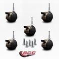 thumbnail image 2 of 2 Inch Antique Metal Hood Twin Caster Locking Nylon Wheels Grip Neck Stem Set 5, 2 of 2