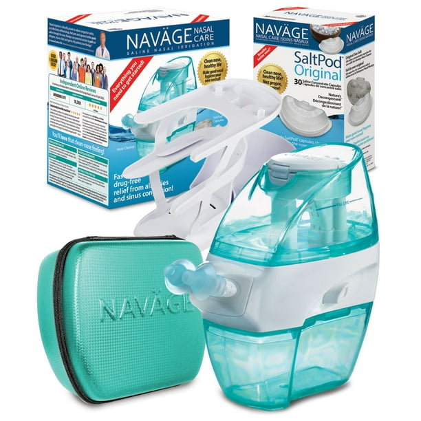 Navage Nasal Irrigation The Deluxe Bundle Navage Nose Cleaner, 50 SaltPod Capsules, Countertop