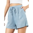 thumbnail image 2 of Lovito Casual Plain Pocket Delicate Texture Denim Shorts, 2 of 5