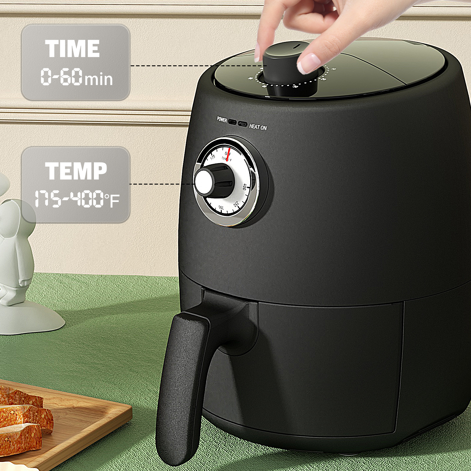 MOOSOO Small Air Fryer, 2 Quart Electric Oil-Less Air Fryer Oven Cooker with Air Fryer Liner, Cookbook - image 3 of 8