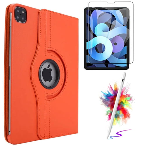 Case With Screen Protector With Stylus Pen for iPad Pro 11 inch Case (M5/M4) 2025/2024, Powerful Magnetic Attachment, Slim Rotating Stand Case Auto Wake/Sleep, Red