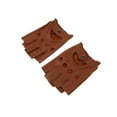 thumbnail image 2 of Maoww Retro PU Leather Men Fingerless Driving Cycling Gloves XL Brown Button, 2 of 9