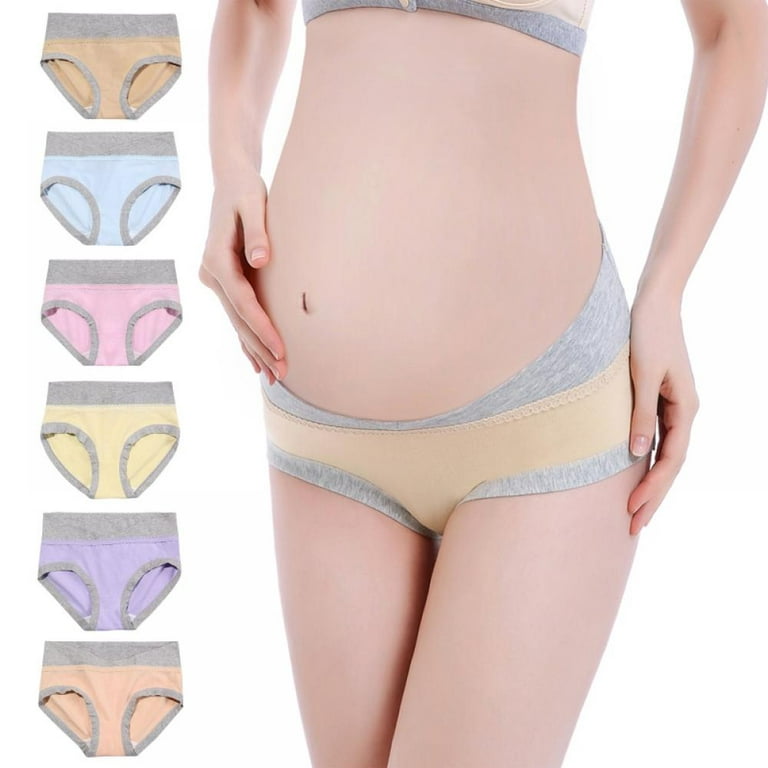 Spdoo 6 Pack Cotton Maternity Panties Low Waist Mother Underwear V-shaped  Belly Support Pregnancy Briefs 