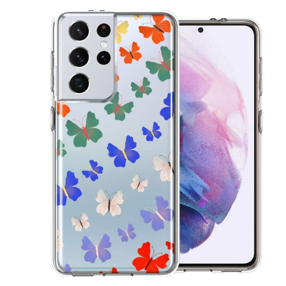 MUNDAZE For Samsung Galaxy S21 Ultra Colorful Butterflies Design Double Layer Phone Case Cover