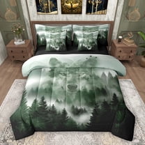 Feelyou Jungle Wolf Twin Bedding Sets 7pcs, Farmhouse Nature Scenery Bedding Comforter Set