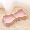 thumbnail image 2 of Double Pet Bowls Macaron Bone Shape, Plastic Food and Water Feeding Station for Cats and Small Dogs, 2 in 1 Set, Pink, 2 of 3