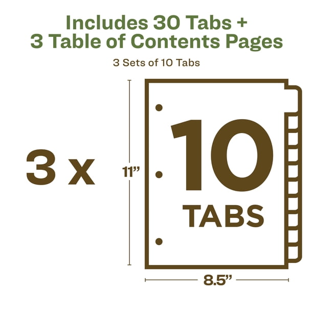 2 pack) Avery EcoFriendly Recycled Dividers, 10 Tabs (3 Sets of