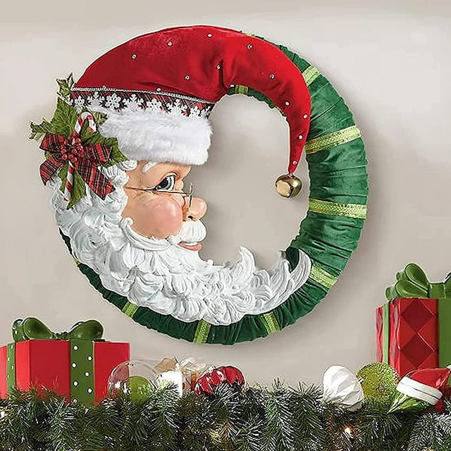 Corona de Navidad para puerta delantera, corona de Papá Noel alegre Sincero necesidades diarias