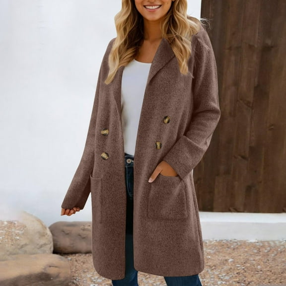 Winter Coats For Women Thick Wool Trench Coat Long Double Coat Lapel Open Front Jacket With Pockets plus Size Cat for Women Light Jackets for Women plus Size Lightweight Winter Jacket for Women 4x