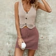 thumbnail image 2 of Yuyuzo Womens 2 Piece Sweater Outfits Summer V Neck Button down Tank Tops Drawstring Skirt Knit Sets, 2 of 4