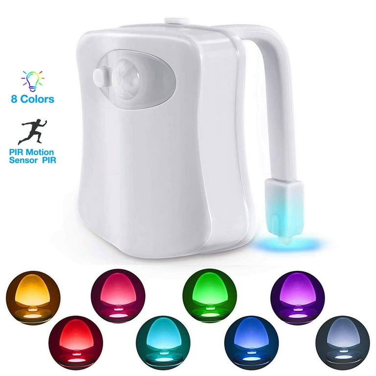 Toilet Bowl Light - Night Light 8-Color Motion Activated Toilet Sensor  Lights for Human Body (Battery-Operated)