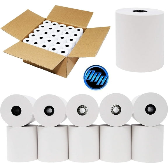 (100 Rolls - 55 GSM) 3" x 150' 1-Ply Bond Kitchen Printer Paper Receipt Paper Pos Cash Register Required Ribbon erc30/34/38 OR Star sp700 from BuyRegisterRolls