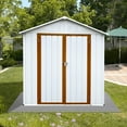 thumbnail image 6 of iRerts Outdoor Storage Shed, 4FT x 6FT Metal Garden Tool Shed Storage House with Lockable Door and Apex Roof, Garden Shed Outdoor Storage for Backyard Garden Patio Lawn, White+Yellow, 6 of 6