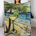 thumbnail image 3 of Blanket A Margarita Drink on The Beach with Palm Trees Soft Throw Blanket Independence Memorial Day Throw Blankets Flannel Blanket for Couch Sofa Bed for Adults Kids Boys Teens Gift for Adults 40"x50", 3 of 5