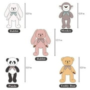 MaoGoLan 5-Packs 12.5 Soft Bulk Stuffed Animals Teddy Bear, Monkey, Panda, Rabbit (5 Packs, 5 Colors)