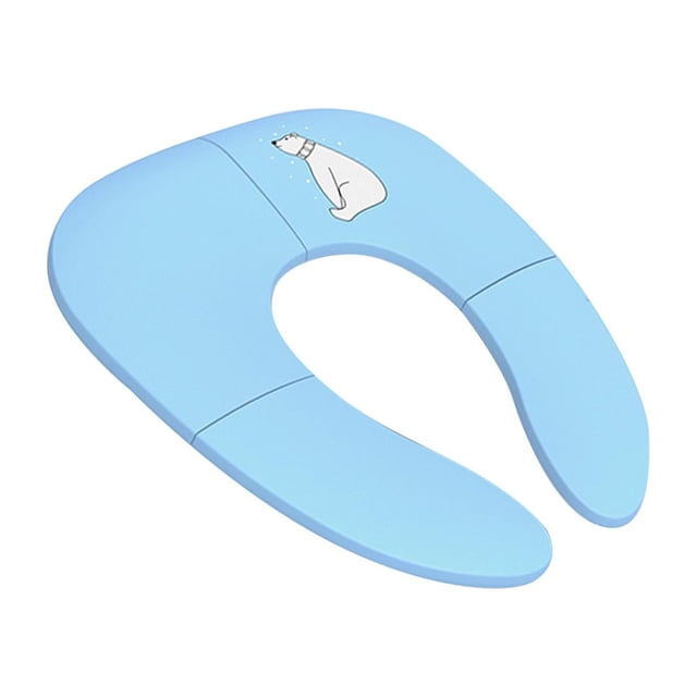 Asiento de inodoro plegable con anillo para orinal, funda para inodoro para viajes, para niñas pequeñas y niños Azul